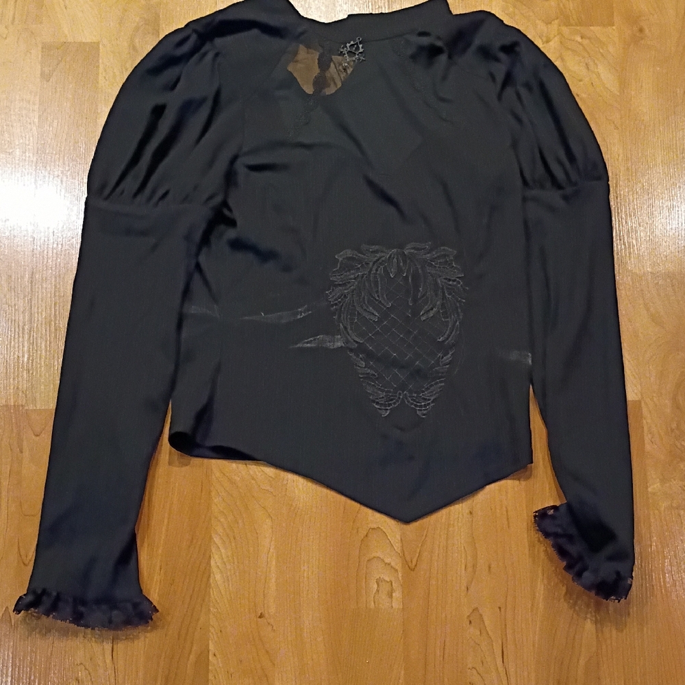 Elegant Black Lace Detail Women's Top